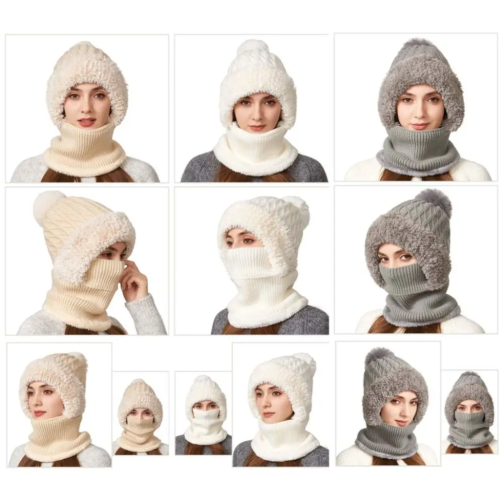 

Повседневный зимний комплект: шапка-маска 2-в-1, ветрозащитная, утепленная, теплая, однотонная, с защитой шеи, балаклава для улицы