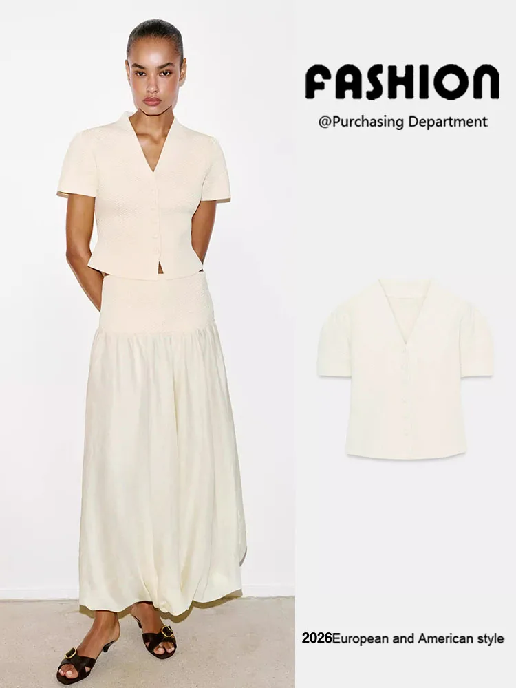 

Fashionable Knitted Short Sleeve V-Neck Old Money Style Women's Jacket New Arrival Summer 2026 Elegant Quality Outerwear