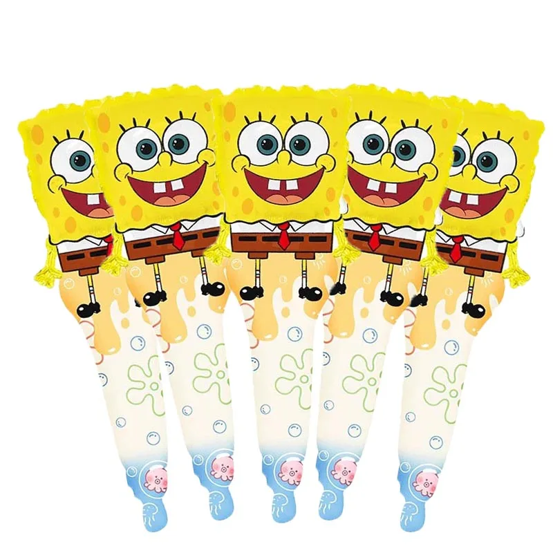 10 Stück SpongeBob Handballon-Folienballons, Cartoon-Streifenballons, Sids Jungen Geburtstagsparty Aufblasbare Spielzeuge Geschenk