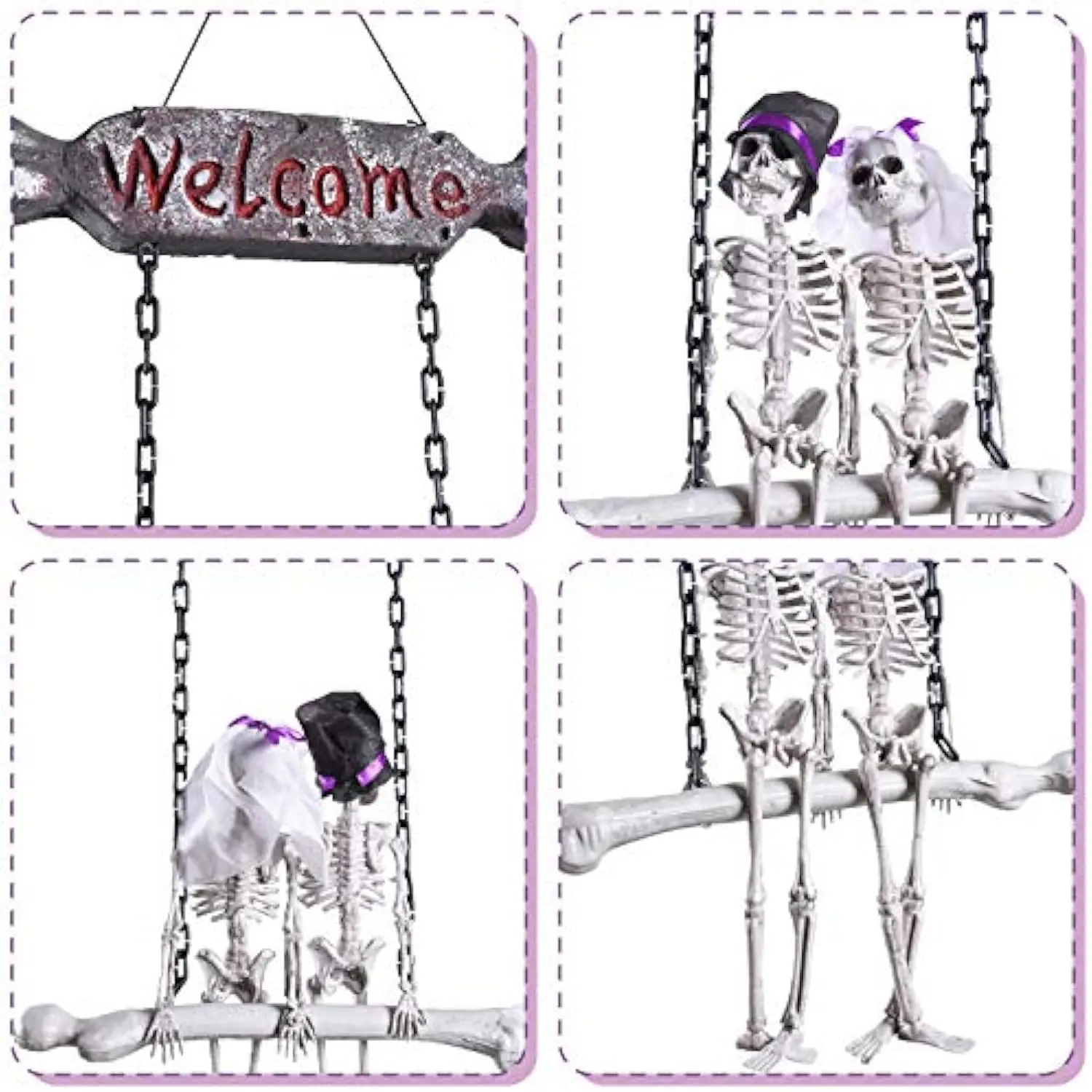 

Halloween Decoration Hanging Skeleton Scary Halloween Props Bride Groom Welcome Sign Home Patio Yard Haunted House Horror Decor