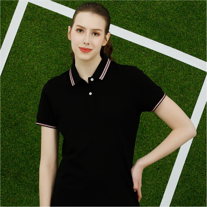 Women 100% Cotton Turn Collar Polo Golf Tennis Dresses Customized Brand Company Logo Casual Short Sleeve Sports Midi Dress