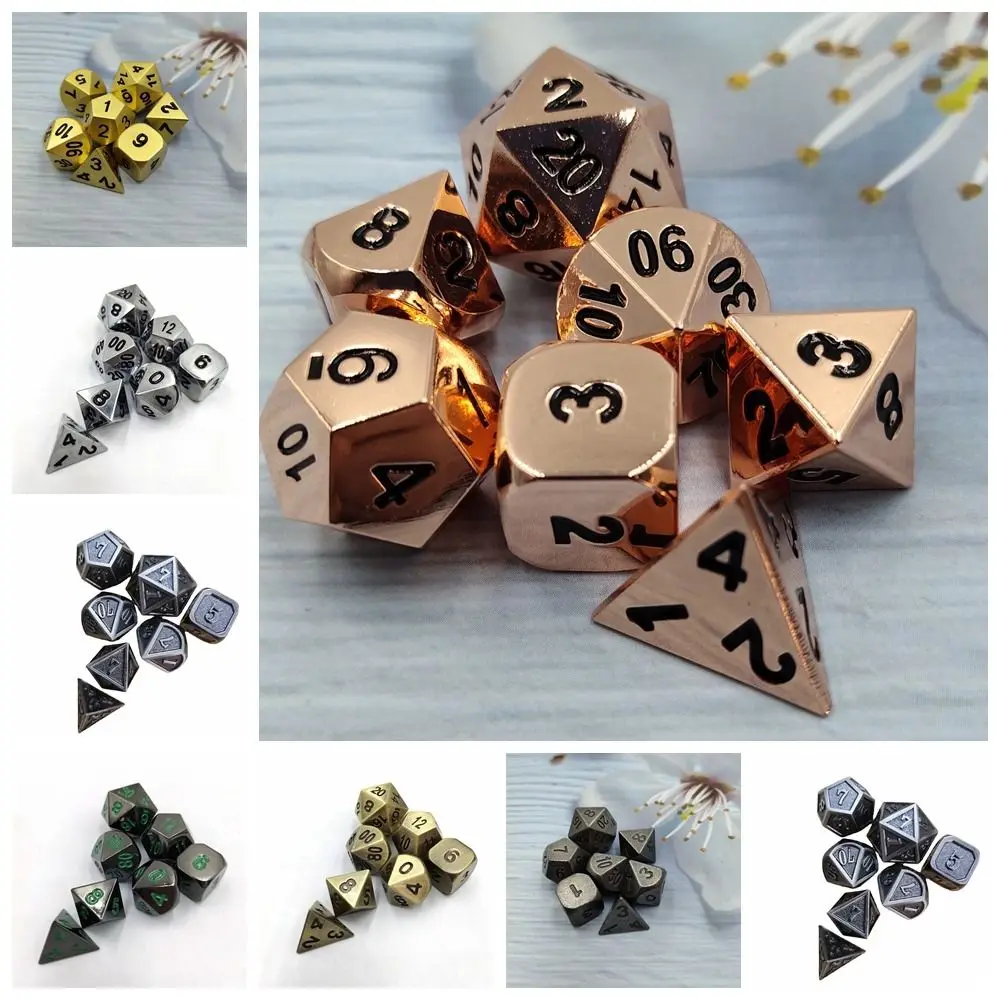 7Pcs/set Zinc Alloy Wizard Dice Table Entertainment Tarot Game Party Toy Polyhedral DND Dice TRPG Role-Playing Ornament