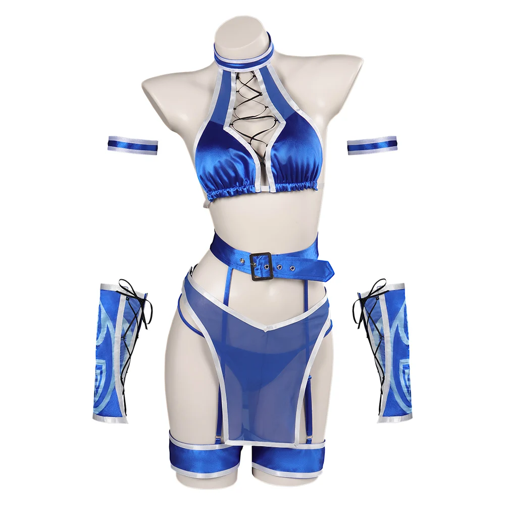 Mortal Kombat Kitana Cosplay Fantasia Costume Sexy Lingerie for Adult Women Underwear Kitana Plush Dolls Halloween Roleplay Suit