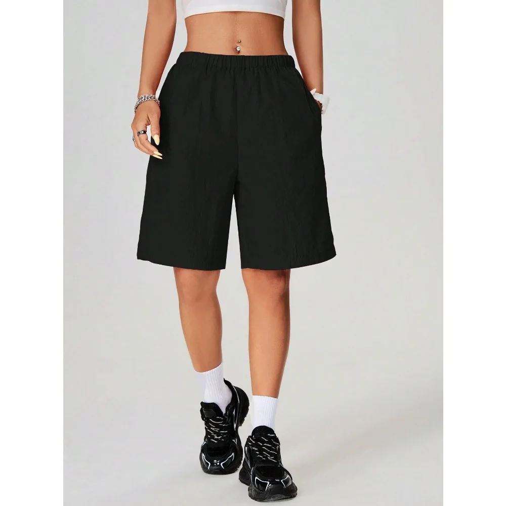 شورت رياضي خارجي من القطن الخالص مقاس 5 بوصات للسيدات، شورت رياضي كاجوال وعصري ومريح، شورت عالي الخصر