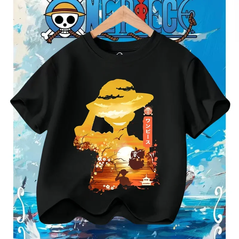 

Cartoon Anime One Pieces Tshirt Luffy Kids Clothes Boys Absorb Sweat Breathable T-Shirt Children Girls Tees Summer Teen Clothes