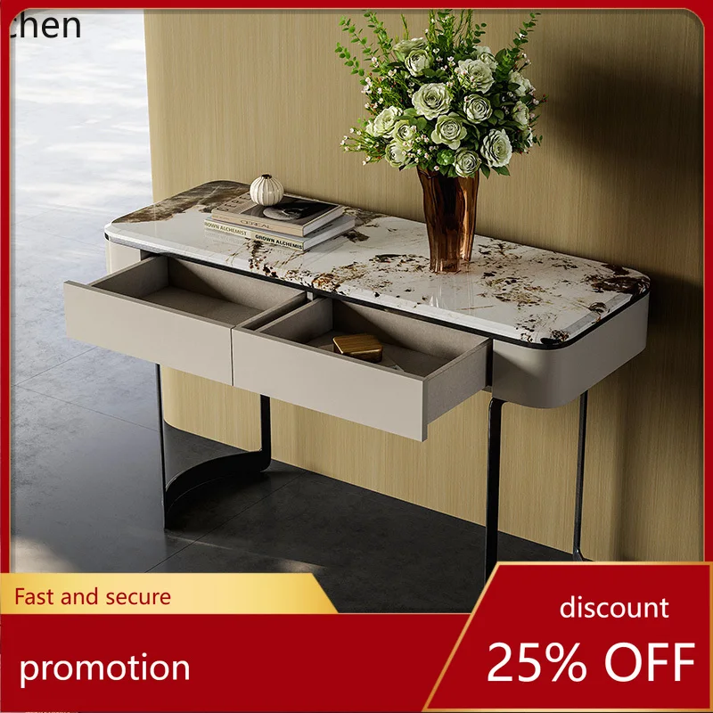

HXL minimalist entrance table marble strip case entry end view table modern minimalist living room against the wall