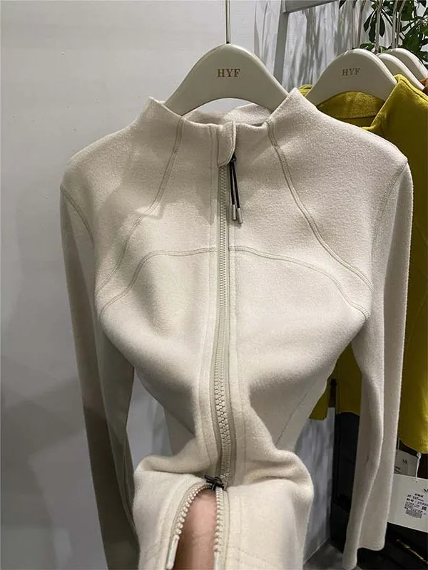 Thickened Double-sided Velvet Double-sided Zipper Open Cardigan Warm Base Shirt Autumn Winter Women's Fashion Korean Style Sw...
