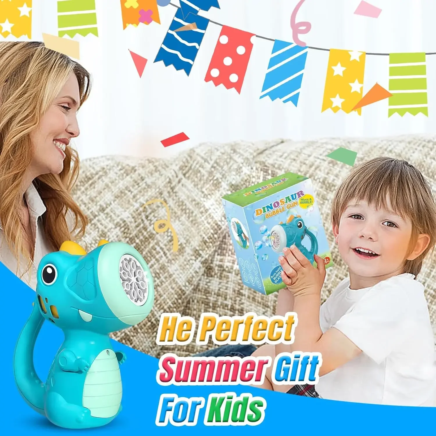 Dinozaur Bubble Ręczna maszyna do baniek Elektryczny pistolet do baniek Automatyczna dmuchawa do mydła Zabawka na wesele na świeżym powietrzu dla dzieci Prezent