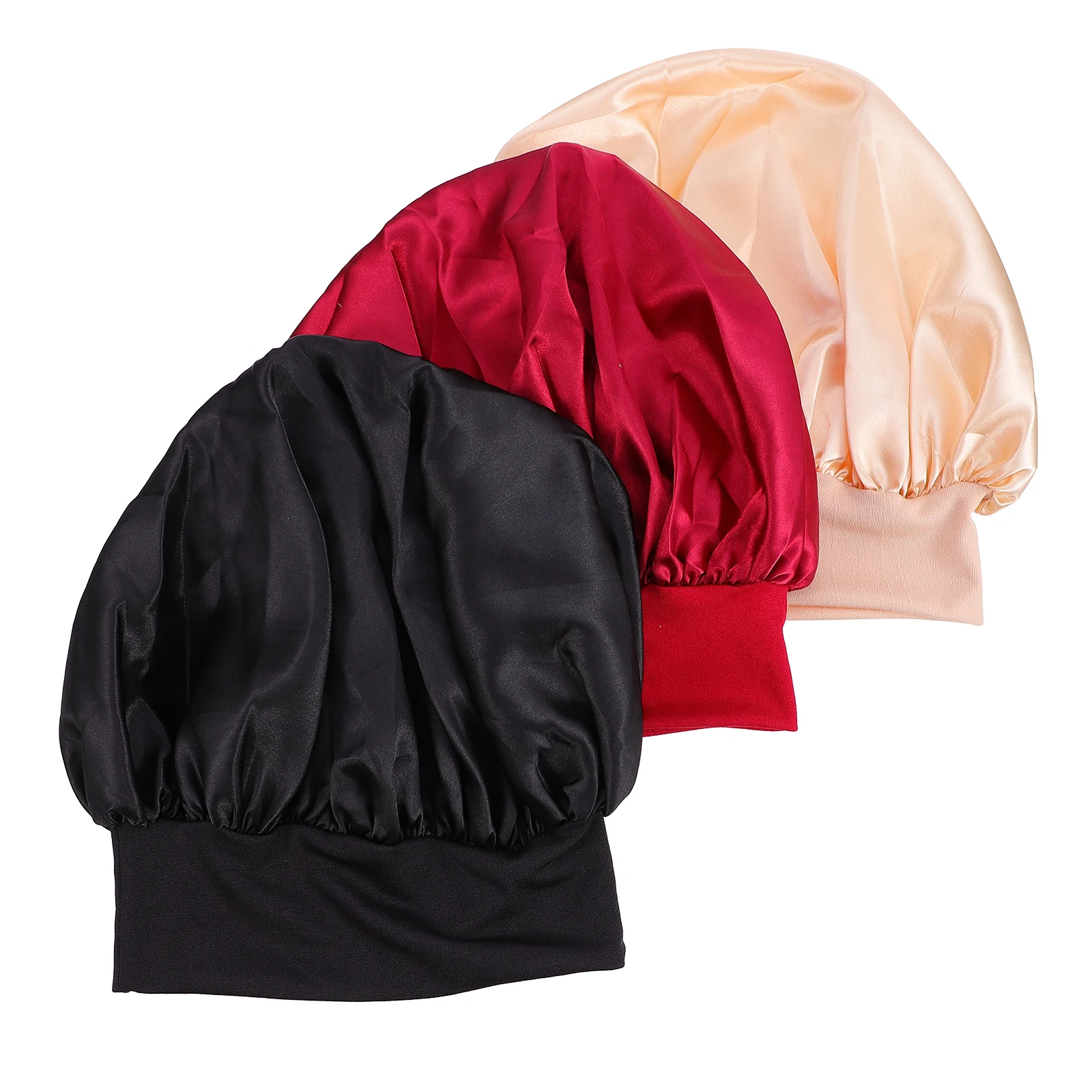 

3 Pcs Hair-care Hair-Care Hats High Elastic Night Sleeping Hats Adjustable Breathable Shower Night Head Covers