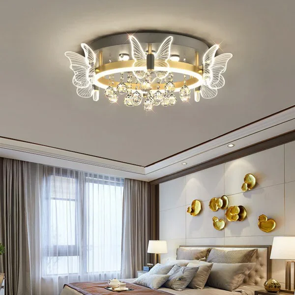 

Modern Cartoon Children's Room Light Crystal Ceiling Lamps New Butterfly Chandelier Balloon Light Bedroom LED Interior Fixture
