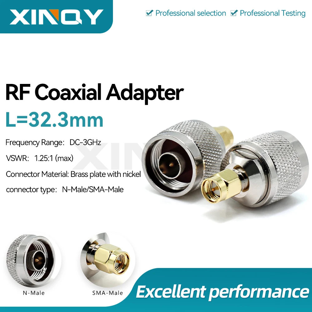 XINQY N Female to SMA Male Adapter, DC-6GHz RF Connector for Network Analyzer