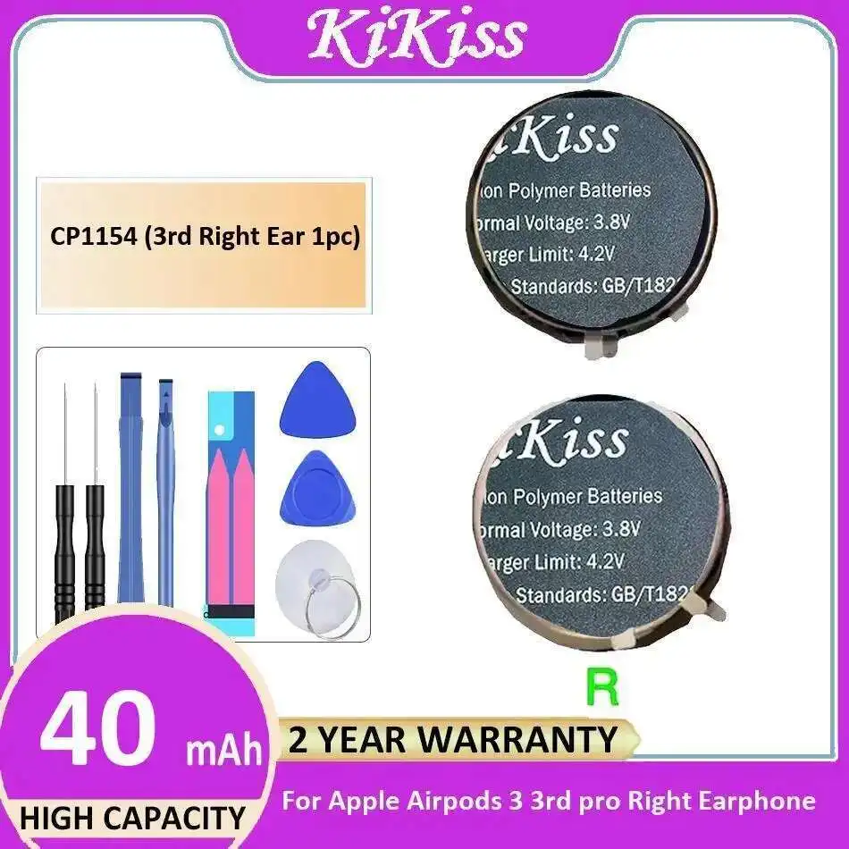 

Premium Replacement For Apple Airpods 3 3Rd Pro Right Earphone CP1154 1Pc Battery 40Mah Reliable Power Supply