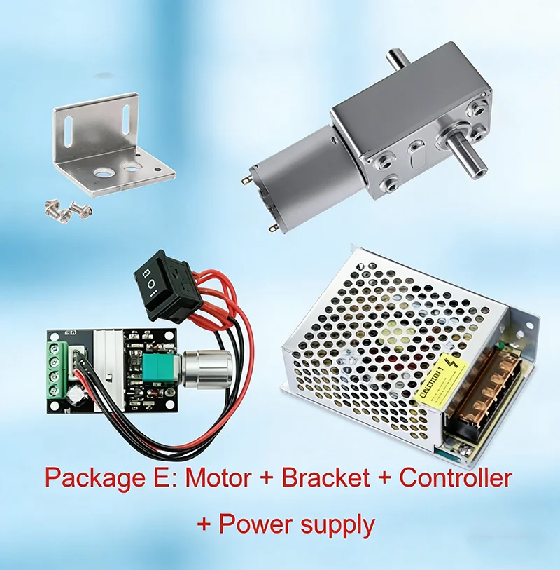 

Dual Double Shaft Motor JGY370 DC 6V 12V 24V Bracket+Speed Controller+Power Supply Metal Gear Worm Reduction Turbo Gear Motor