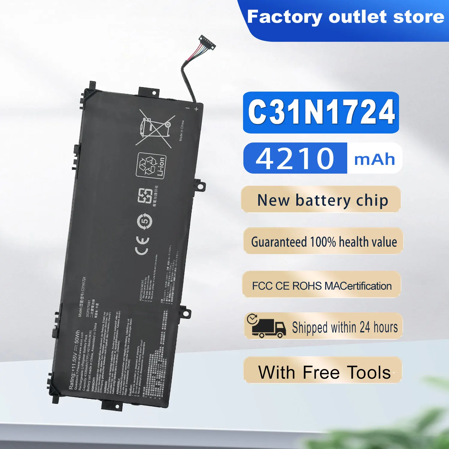 

DXT New LaptopBattery C31N1724 For Asus Zenbook U3100FA UX331FA UX331FAL UX331U UX331UA UX331UAL UX331UN Series 11.55V 50WH