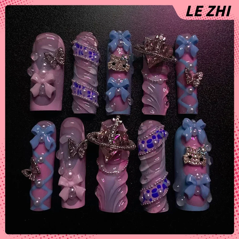Y2K Stytle Duck-Bill Xl Shape Handmade Press On Nails Europe-America Spice Girl Artifical Fake Nail Party Stickers