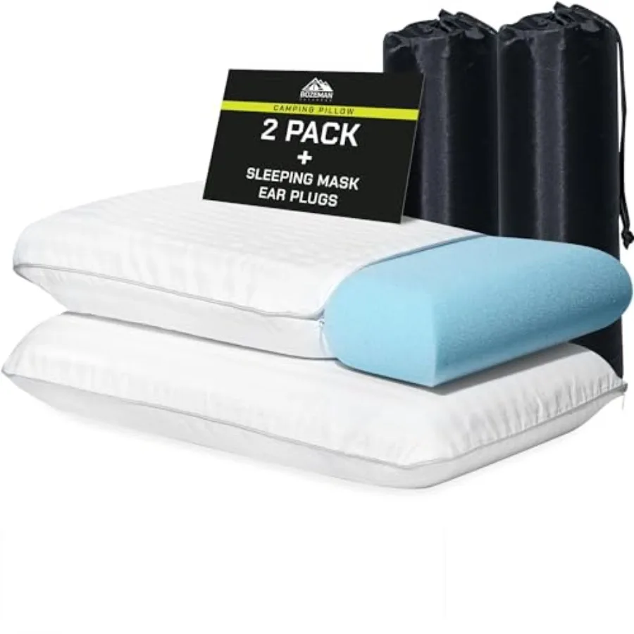 

Camping Pillow 2 Pack — Camp Pillow Memory Foam Pillows 2 Pack — for Sleeping Bag and Hiking Reliable and Comfortable