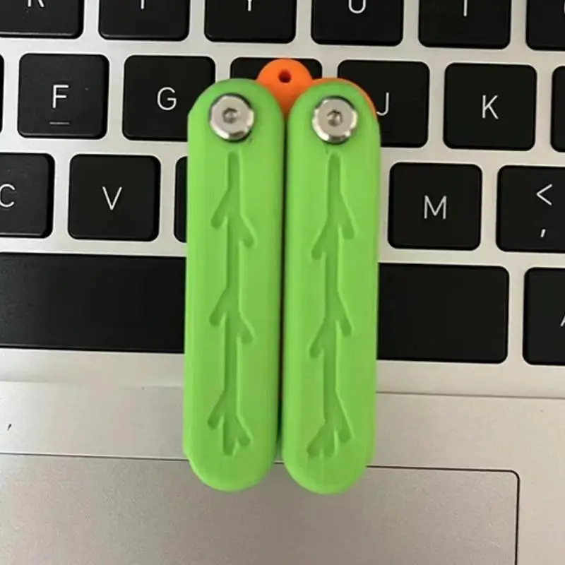 3D Carrot Butterfly Knifes Cartoon Carrot Design Gravity Swing Toy Training Butterfly Knifes Flat Replace Toy Halloween Gift