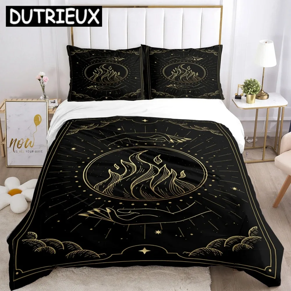 

Magic Astrology Esoteric Gold Comfortable Duvet Quilt Cover Pillowcase Bedding Set Children Bedroom Decoration Home Textile