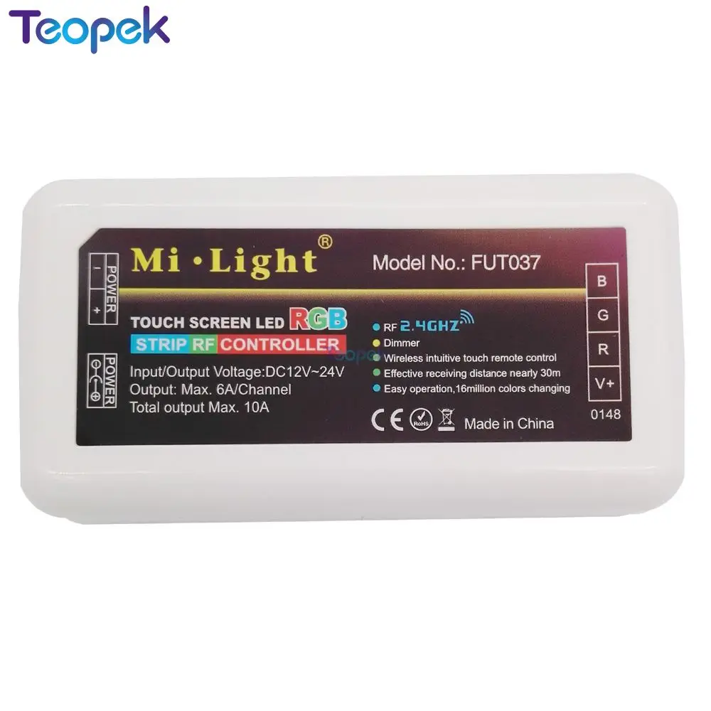 MiBoxer RGB LED Controller 12v 10a FUT037 + 2.4G Wireless 4-Zone RF Touch Remote FUT096 + WIFI Ibox2 For RGB Led Strip