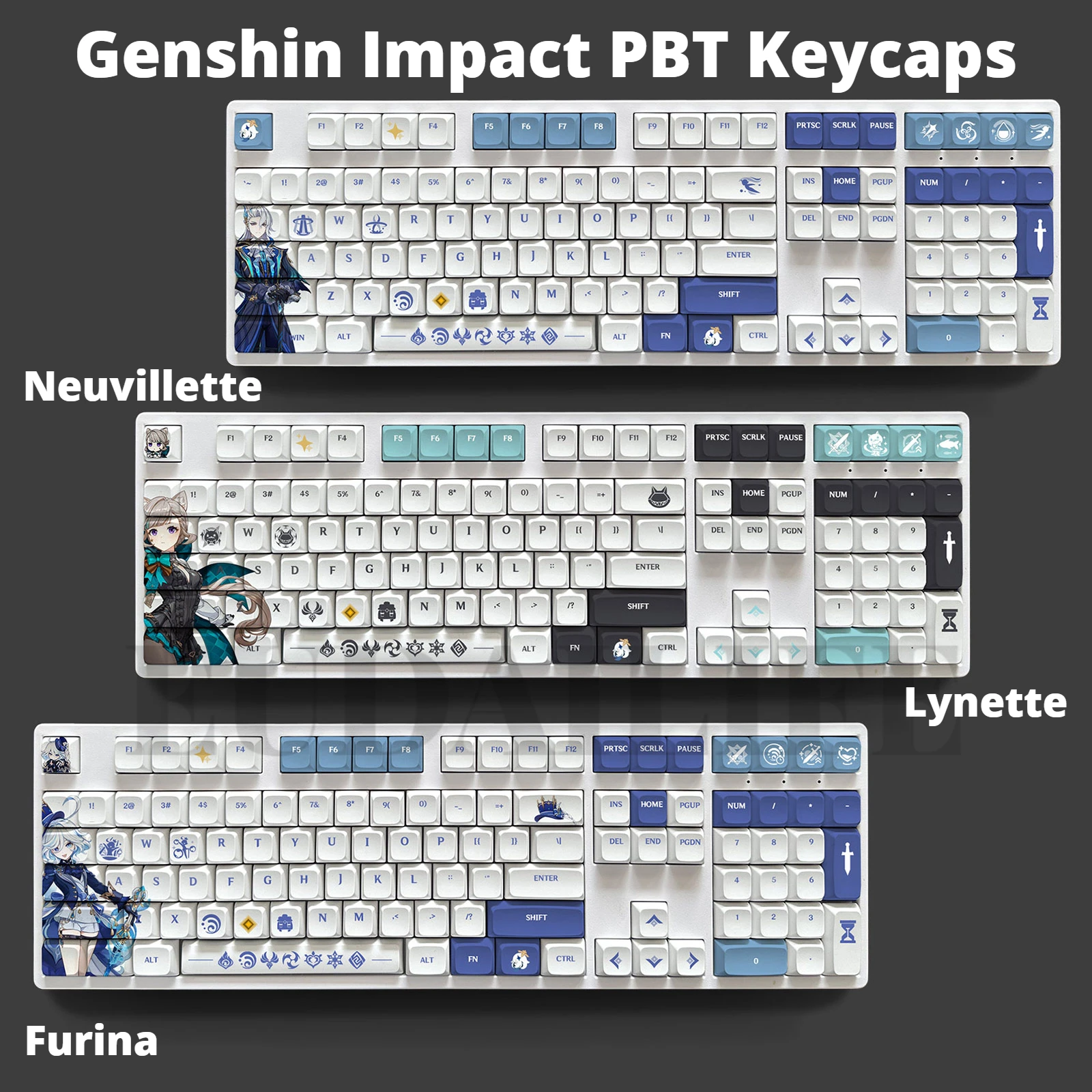 Furina wriothesley lyney 108 schlüssel kappe genshin schlag pbt farbstoff sublimation xda mx kreuz achsen schalter keycap mechanische tastatur geschenk