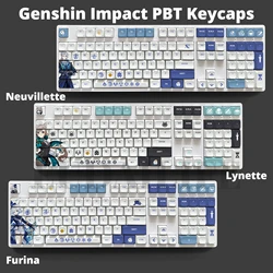 Furina Wriothesley Lyney 108 Key Cap Genshin Impact PBT DYE Sublimation XDA MX Cross Axis Switch Keycap Mechanical Keyboard Gift
