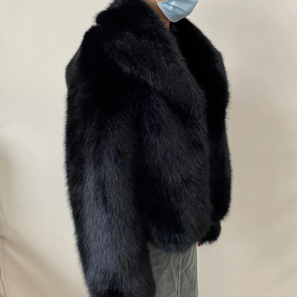Women's Plus Size Winter Fur Coat Fox Large Lapel Loose Short Top Elegant Warmth for Cold Weather
