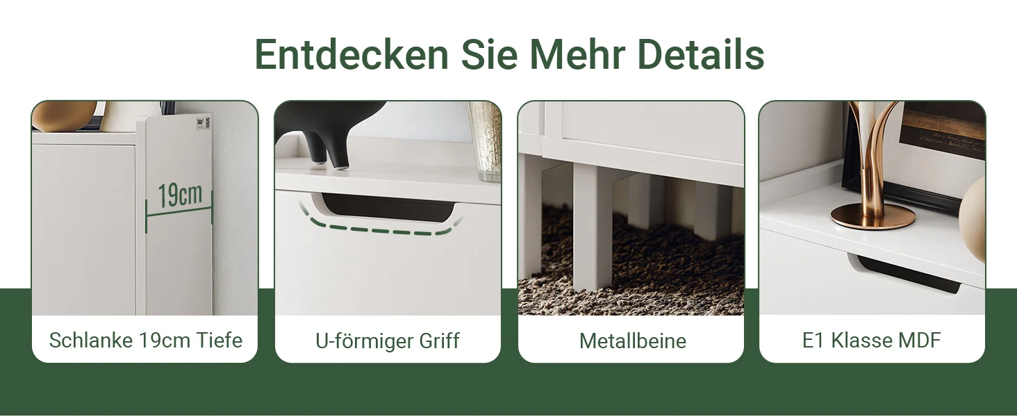 SoBuy FSR151 Schuhkipper mit 2 Klappen Schuhschrank schmal Schuhregal mit 4 Ablageflächen Schuhkommode Schuhablage – Detail 5