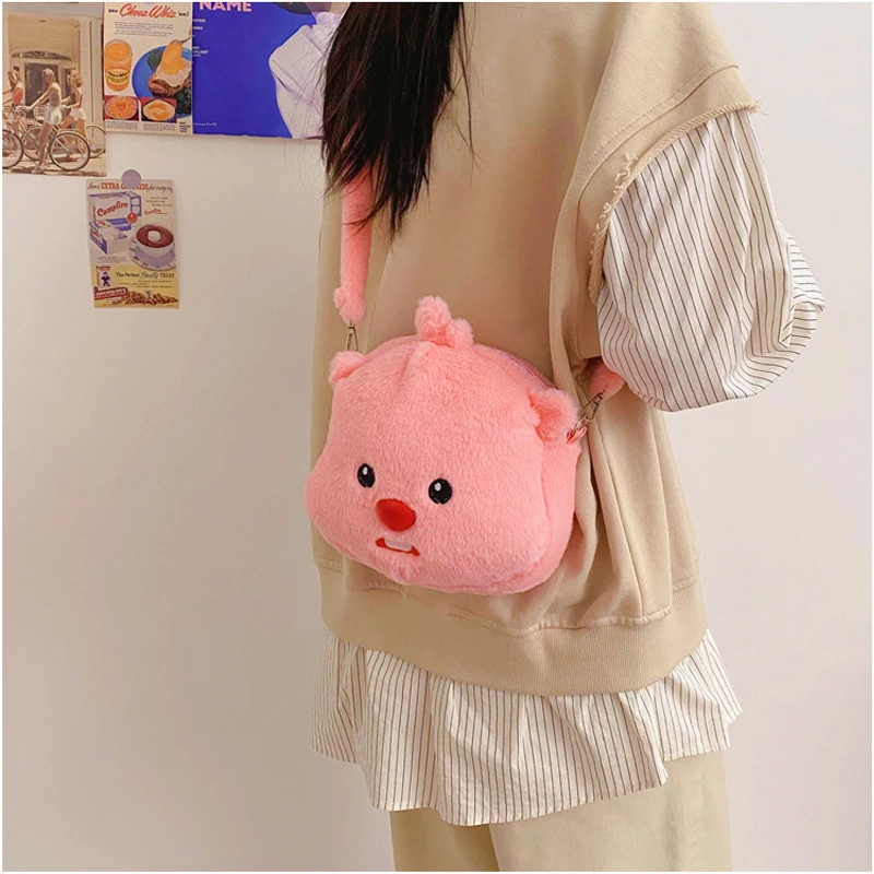 Kawaii Loopy Bag Cute Soft Villus Plush Handbag Lovely Cartoon Large Capacity Children Student Books Storage Pack