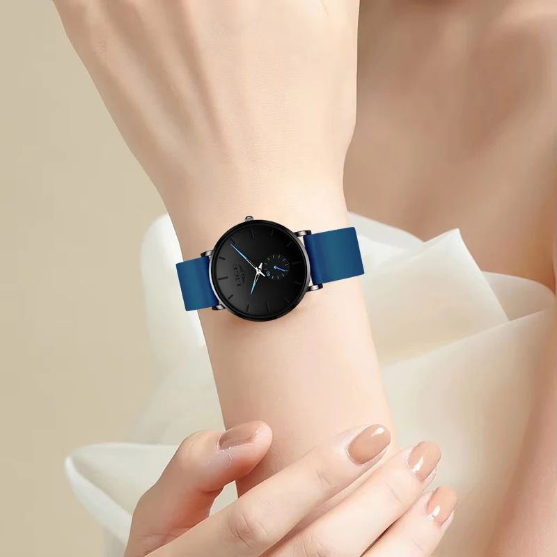 

Женские наручные часы LIGE, повседневные, модные, элегантные, классические, с простым циферблатом, силиконовый ремешок, водонепроницаемые, кварцевые, подарок для женщин, Reloj Mujer