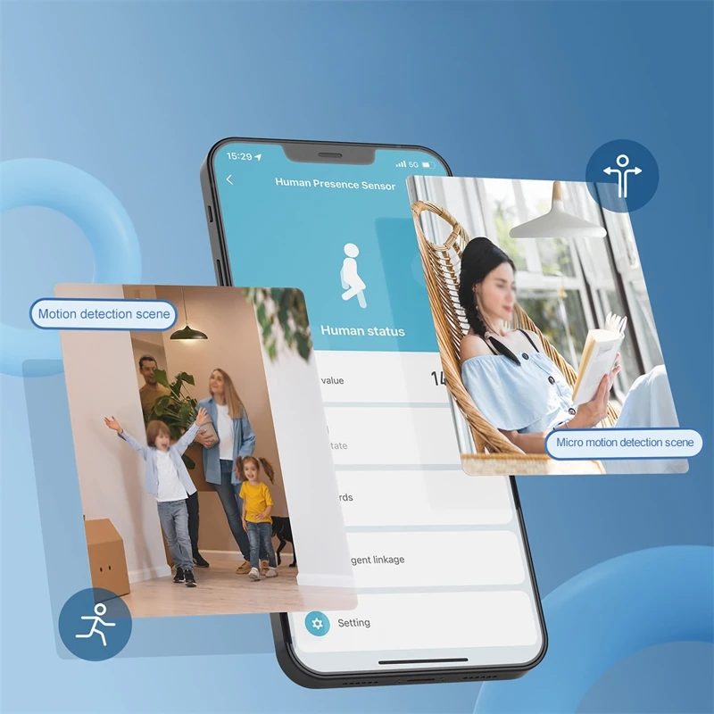 Tuya WiFi مستشعر الوجود البشري الذكي كشف الحركة ضوء الإنارة الاستشعار السلكية التطبيق إشعار الحياة الذكية مساعد المنزل