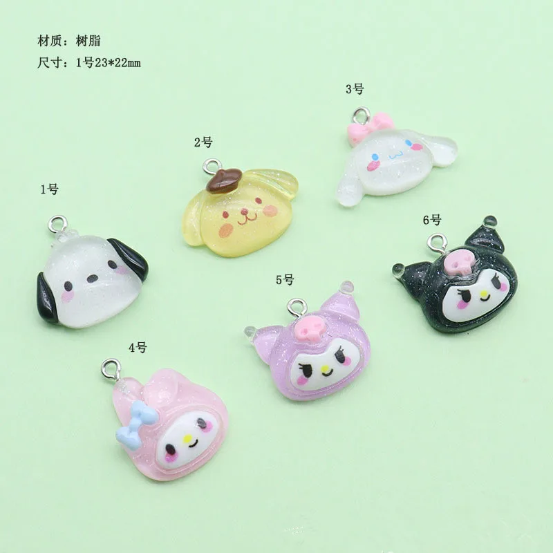 Kawaii Anima Resin Pendant Charms for DIY Necklace Earring Keychain Jewelry Making