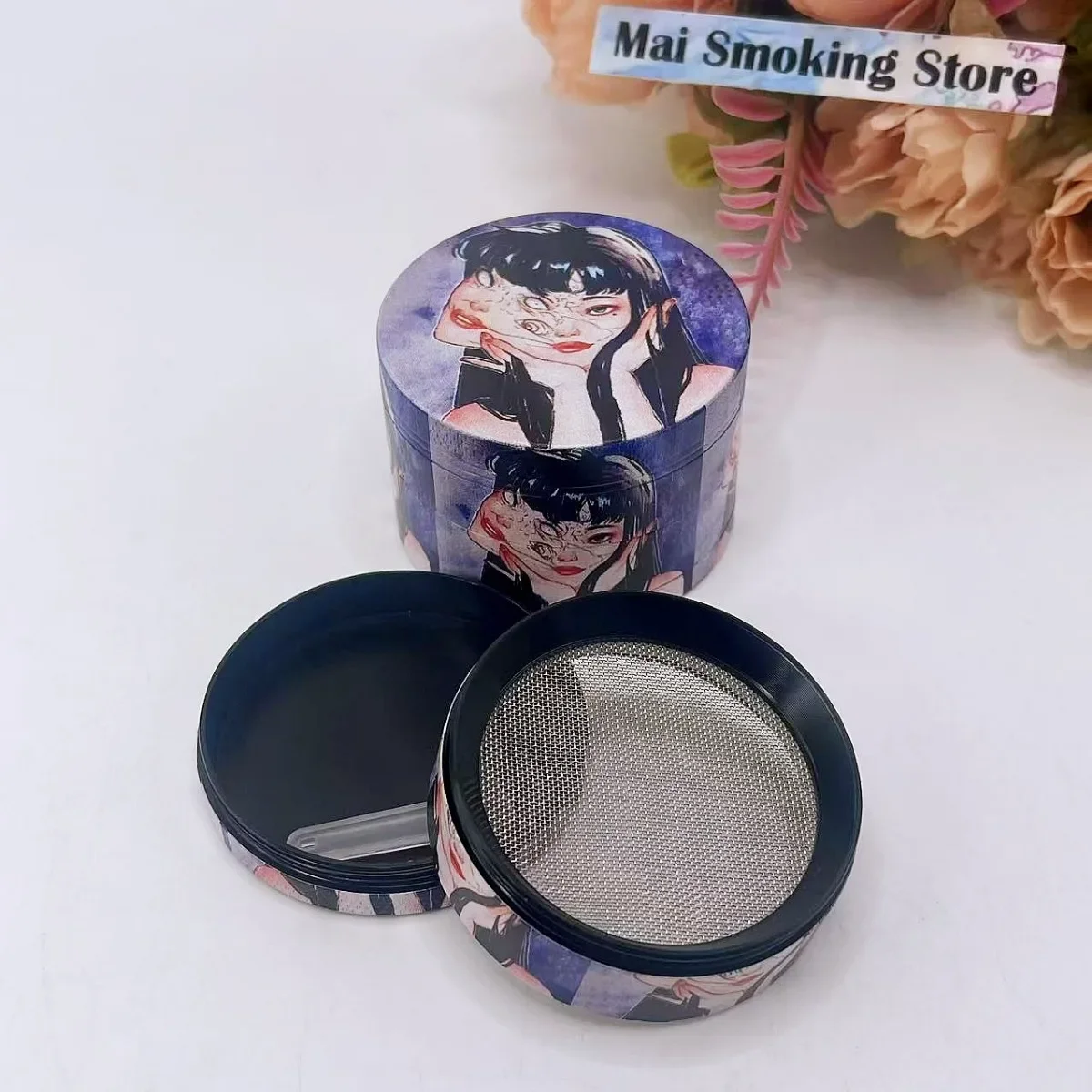 2 بوصة كاواكامي عشب طاحونة معدنية دليل التوابل الفلفل مطحنة الملح هاون مدقة العشب الخام التبغ طاحونة السجائر التدخين أداة