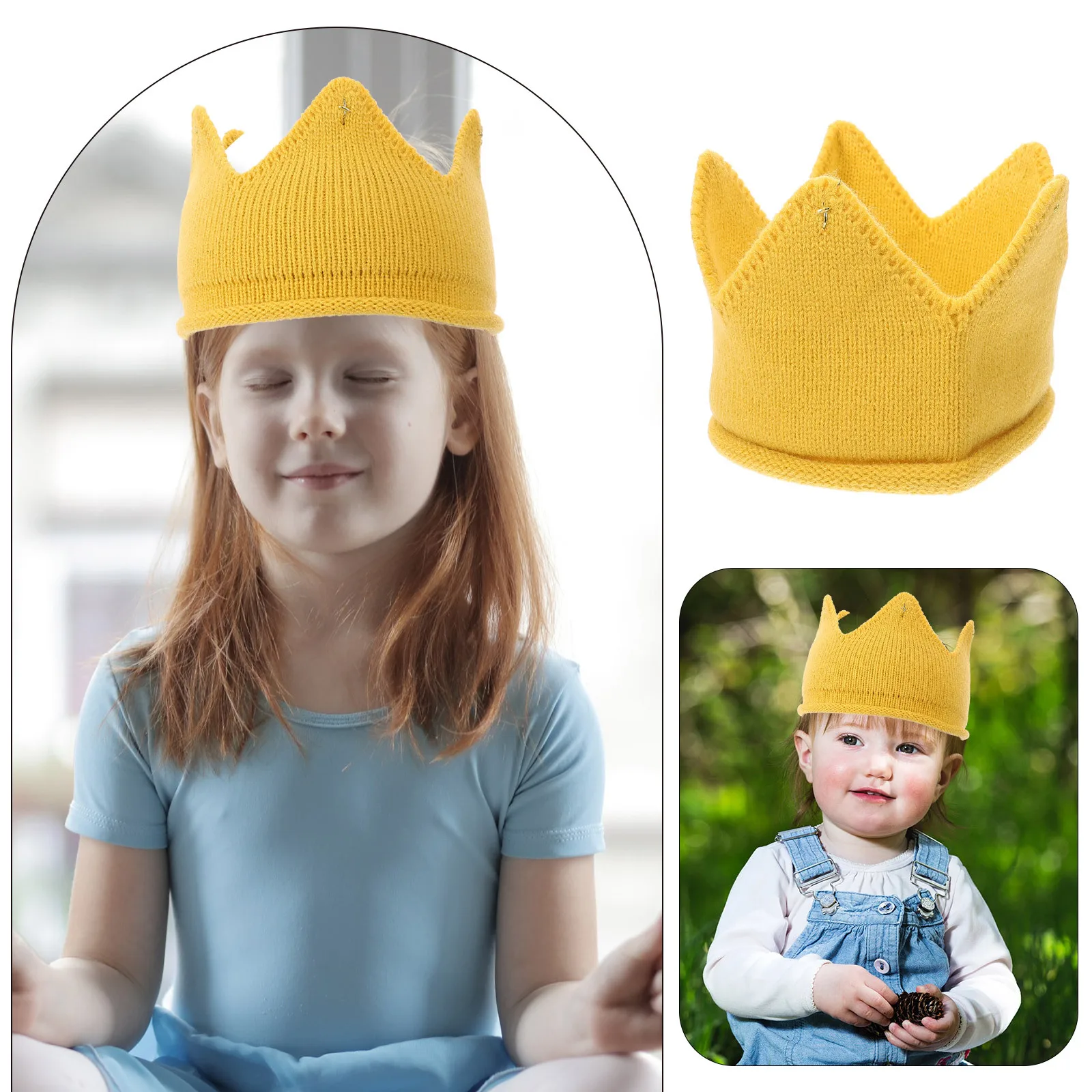 

Baby Kids Girls Warm Winter Knitted Crown Hat Blue Stretchy Thick Cute Photo Party Special Occasions Customizable Lace
