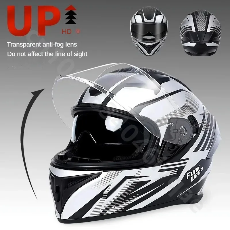 

58-60cm Knight Equipped Motorcycle Helmet Four Season Dual Lens Full Helmet Winter Riding Motorbike Unisex Casco Moto