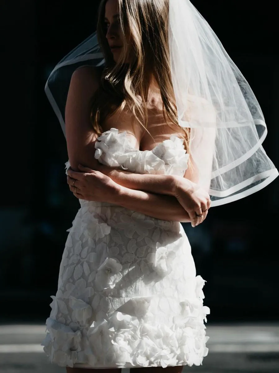 Vestidos de novia cortos con bordado de flores hechas A mano, vestidos de regreso A casa, vestidos de novia cortos de encaje, línea A, nuevos