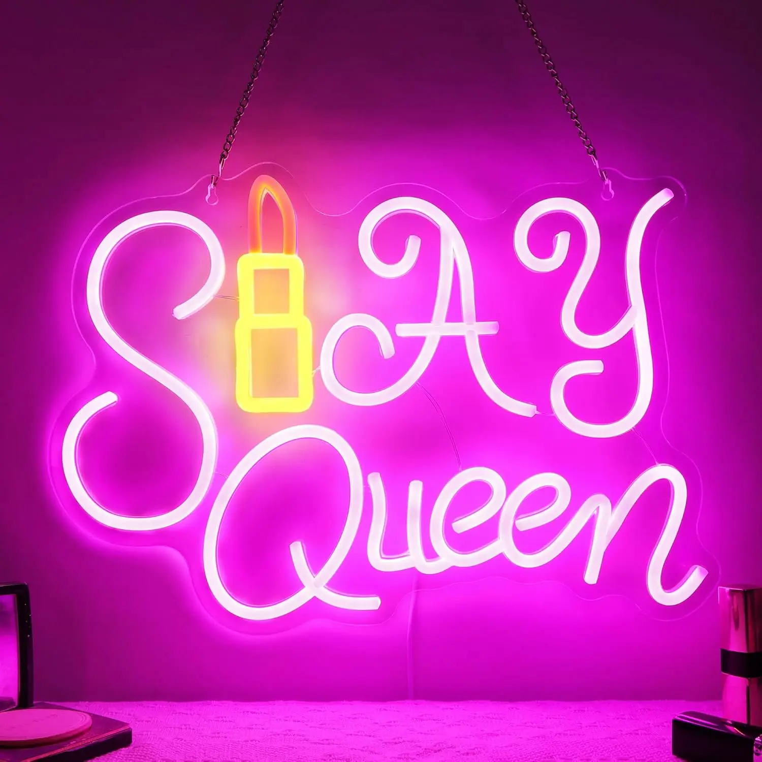 

Slay Queen неоновая вывеска USB с регулируемой яркостью светодиодный светильник для студии макияжа, свадебной вечеринки, Tiki Bar, украшение для спальни, подарок