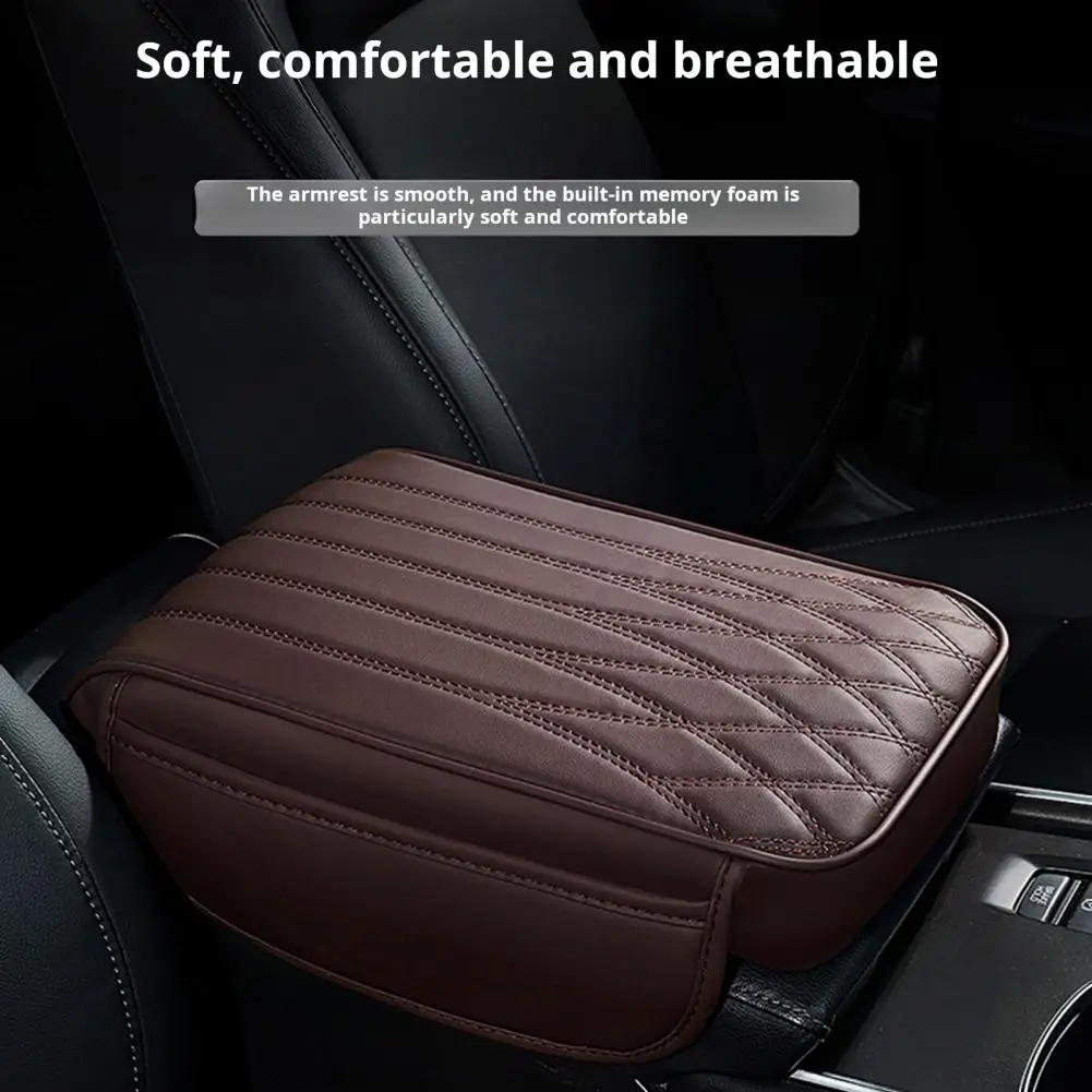 Adjustable Armrest Cover Waterproof Memory Foam Car Console Cover with Adjustable Straps Storage Bag Auto Armrest for Ultimate