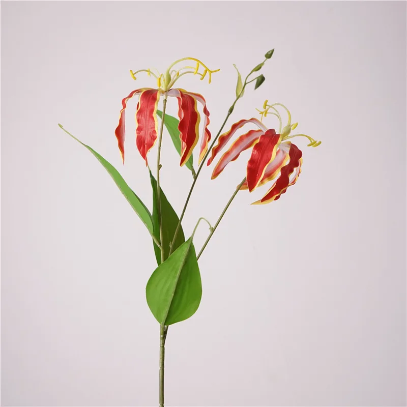 5 Stück Künstliche Latex 3-Kopf Lilien-Narzissen-Blumen für Heimdekoration, Kunstblumen für Hochzeits-Blumenarrangements und Fotografie-Requisiten – Detail 5