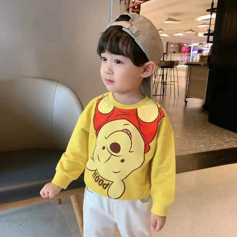 Cartoon Bear Winnie the Pooh Donald Print Baby Boy Girl Casual Sweatshirt Kid Long Sleeve T Shirt Children Clothes Pajama Tops