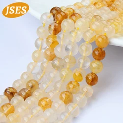 Natural Yellow Iron Quartz Citrin Spacer Loose Beads DIY Bracelet Necklace Jewelry Making Accessories Charms 4/6/8/10/12 mm