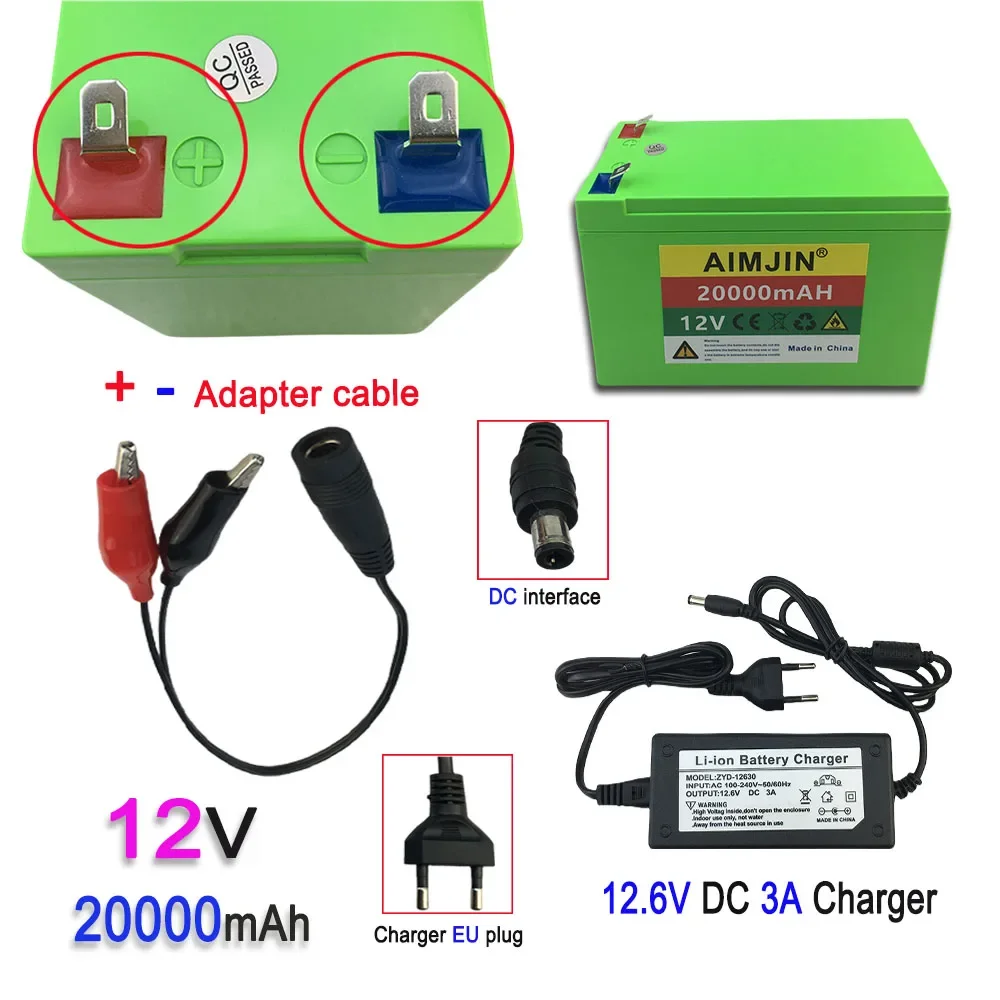 Batería de iones de litio recargable, pulverizador agrícola, estéreo, luz Solar al aire libre, Universal para Carro de bebé, 12V, 20000mAh/20Ah