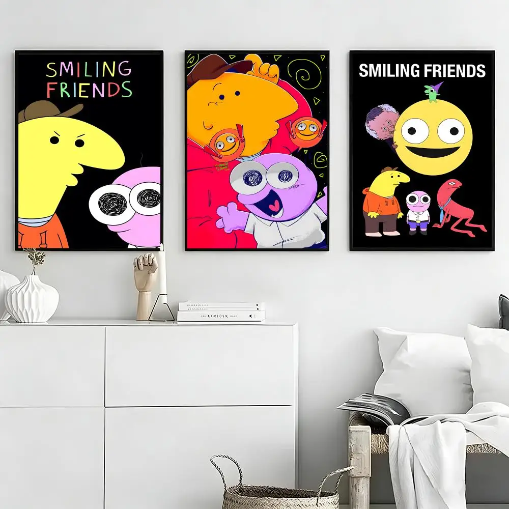 anime Smiling Friends Poster High-quality vintage prints & posters for home, bar, cafe, aesthetic wall art.