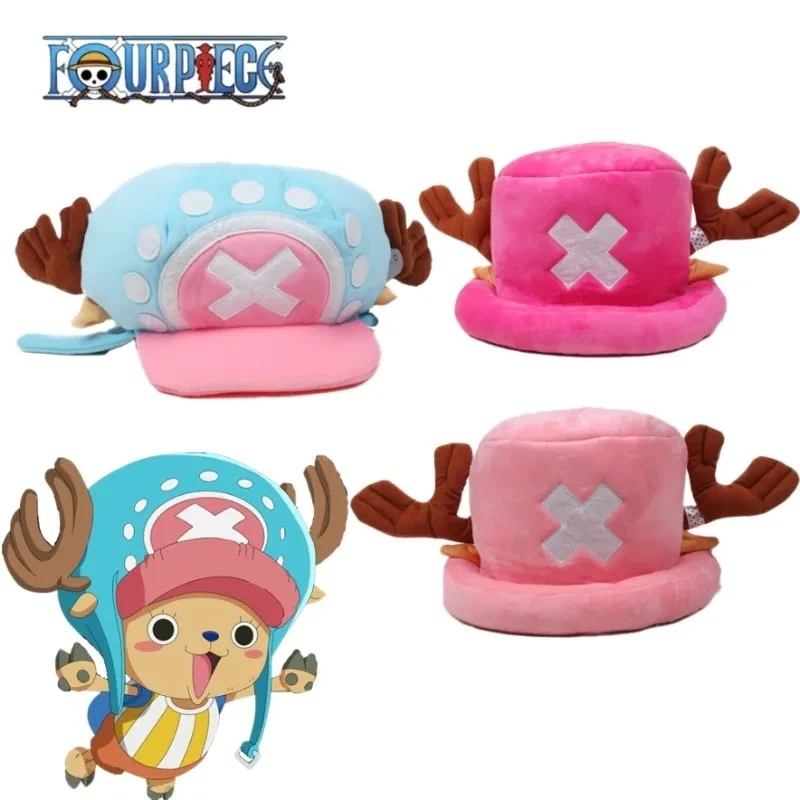 One Piece Tony Tony Chopper Plüschhut - Anime Cosplay Kostümzubehör Niedlicher Weicher Flauschiger Rentier-Geweih-Hut für Party & Alltag