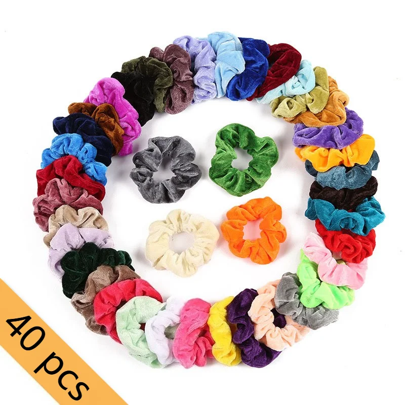 

40 шт. бархатных резинок для волос в стиле конфет, очаровательные минималистичные модные аксессуары, стильные резинки для волос для девочек, повседневные повязки для волос для девочек, для ежедневных образов