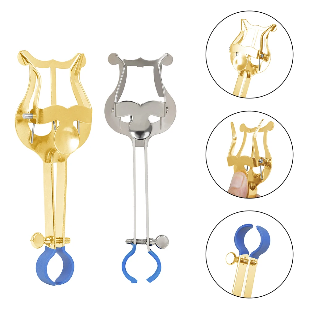 Trumpet stand Marching Music Stand for Trumpet Lightweight Gold/Silver for Concert Performances Metal Lyre 14.7x2.3x4.6 cm