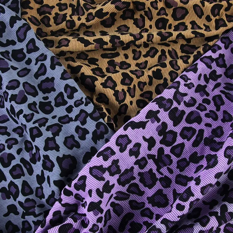 Leopard Printed Corduroy Fabric By The Meter for Clothing Jacket Pants Dress Skirt Luggage Bag Tablecloth Diy Sewing Cloth Soft