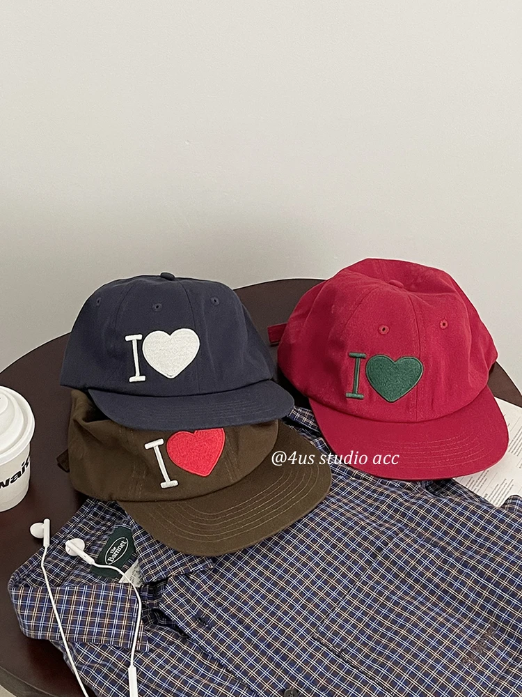 

Retro embroidered flat-brimmed cap female niche street trendy brand soft-top baseball cap