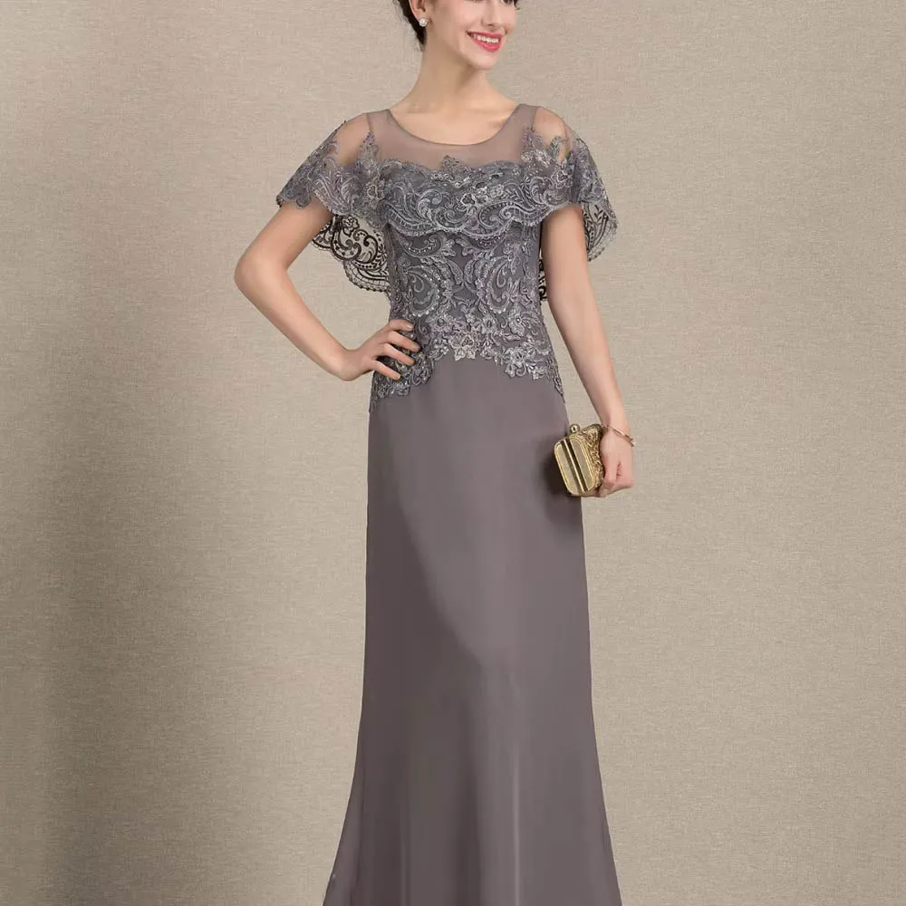 

Customized Elegant Mother of Bride Dresses Chiffon Bridal Dress Straight Lace Formal Occasion Wedding Party Dresses