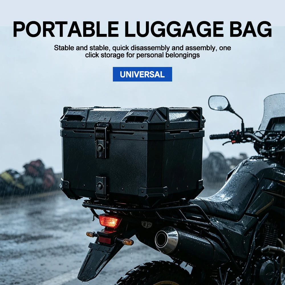 45/55L Aluminum Alloy Motorcycle Rear Seat Box, Universal Scooter/Electric Bicycle Storage Luggage Box, Storage Box, Trunk Box