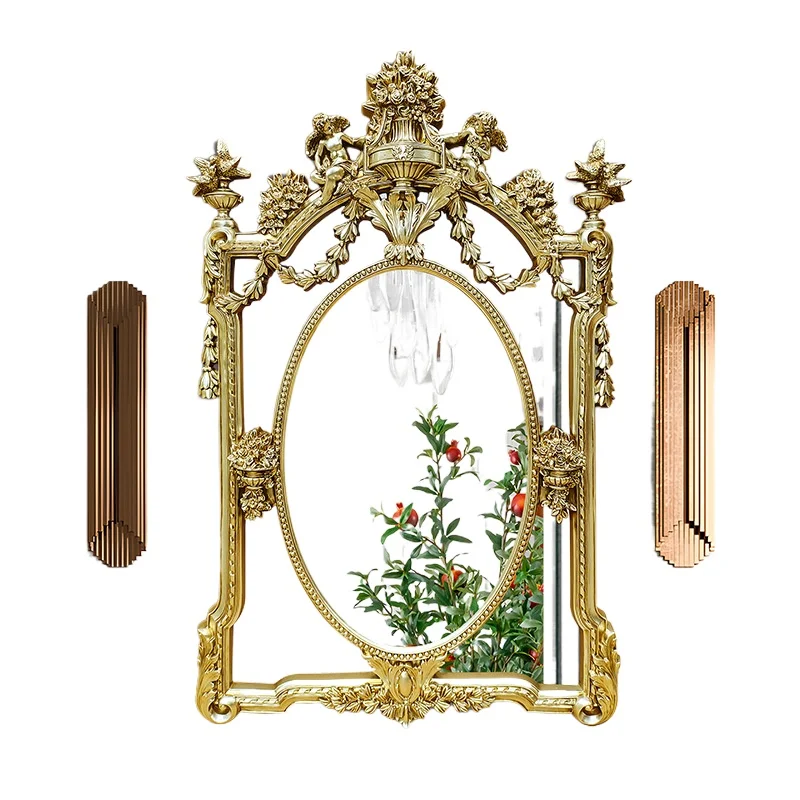 إطار صورة منحوت على الطراز الأوروبي، مرآة زخرفية مثبتة على الحائط، إطار مرآة الشرفة في الاستوديو